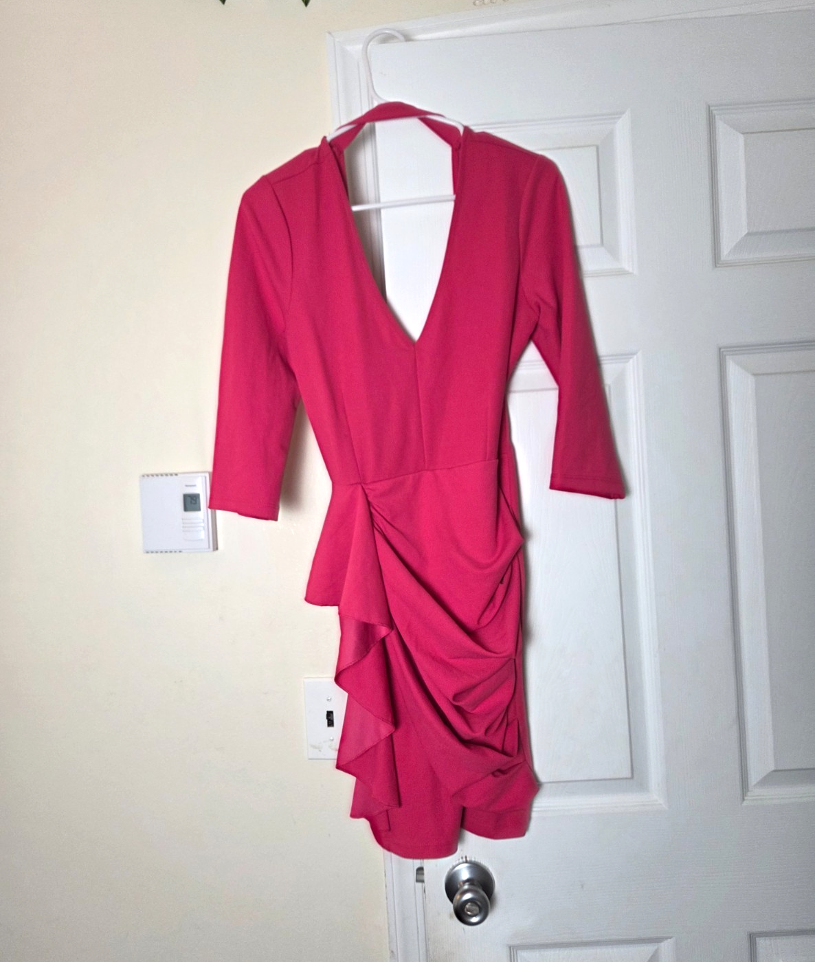 Venus Ruffled Hem Off Shoulder Dress for Women Pink Wedding Guest Dresses Medium