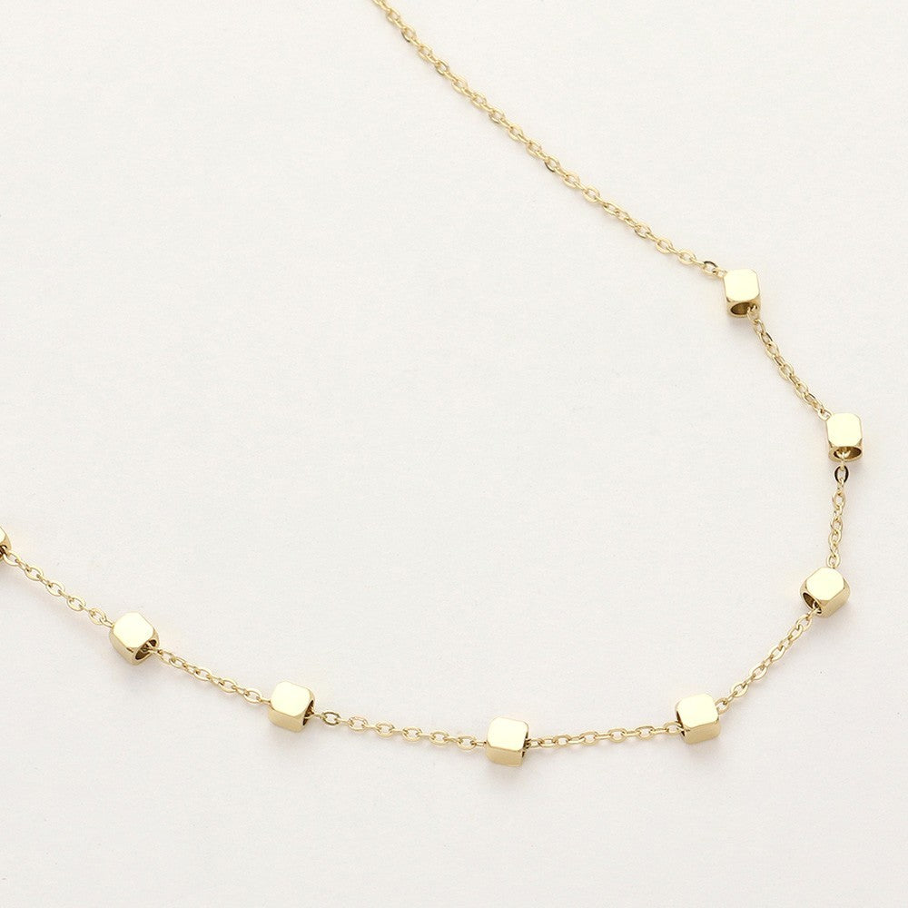SECRET BOX Women's Stainless Steel Cube Station Round Chain Pendant Necklace