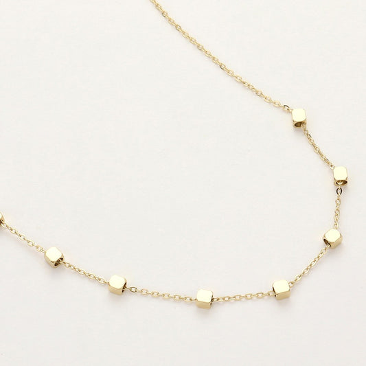 SECRET BOX Women's Stainless Steel Cube Station Round Chain Pendant Necklace