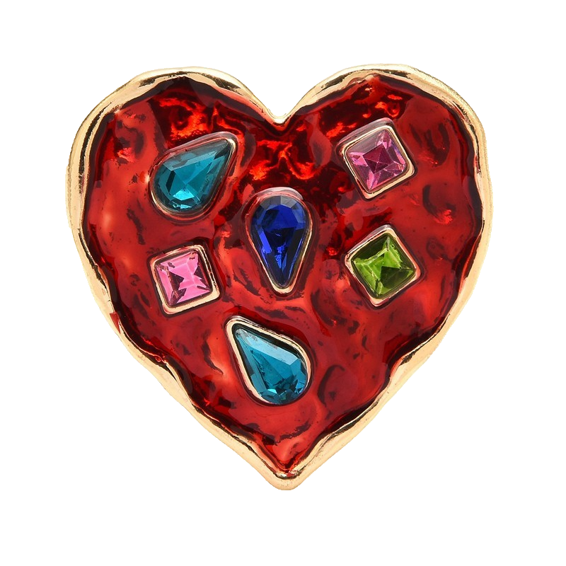 Red Enamel Heart Brooch Pin Multicolor Rhinestone Crystal Statement Gift Fashion
