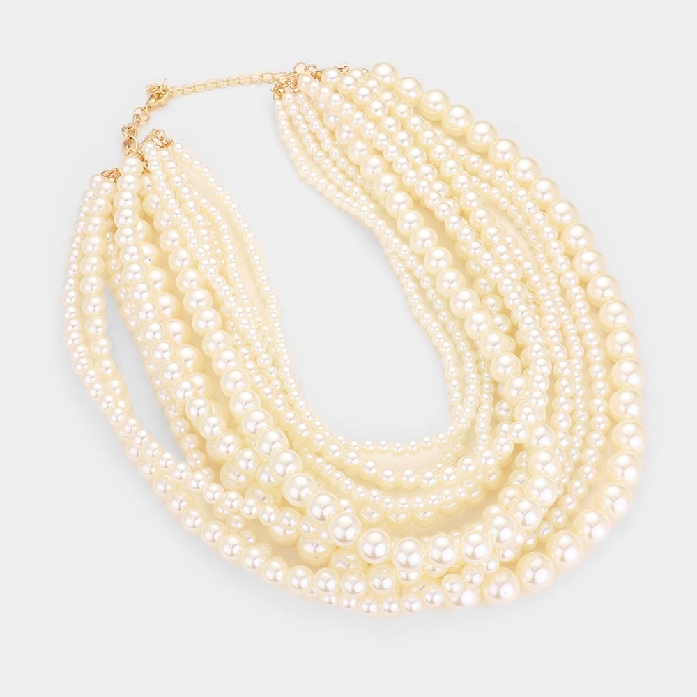 Elegant Mixed Pearl Multi Strand Necklace – Layered Statement Jewelry for Women