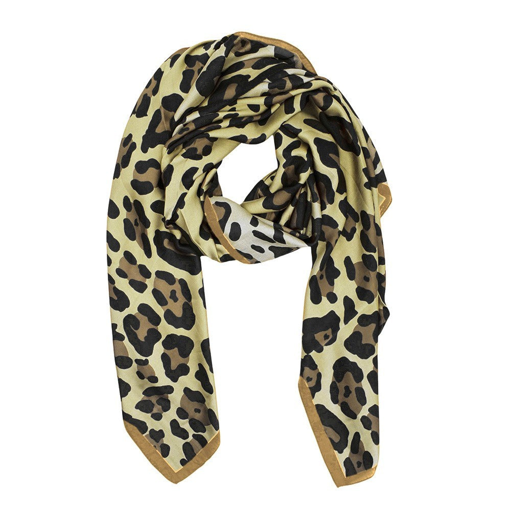 Leopard Print Satin Scarf Women Silky Oblong Shawl Wrap Lightweight Fashion