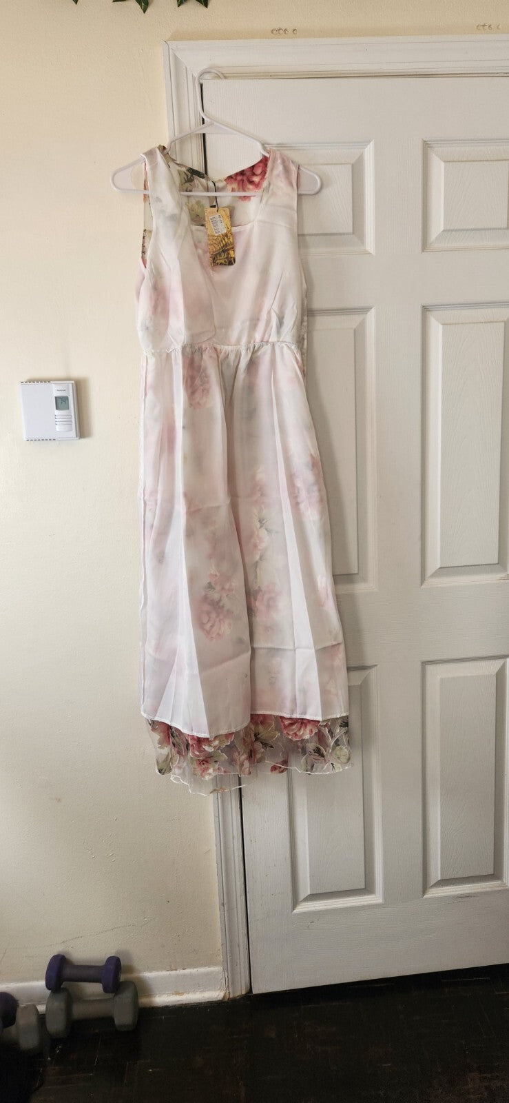 Floral Print  Sleeveless Dress for Women Sheer Floral Lace Dresses for Ladies L