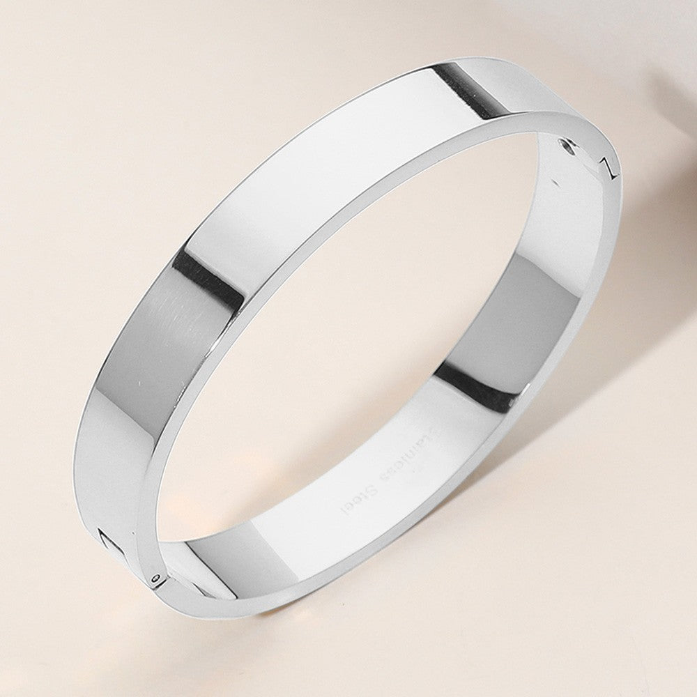 2pcs Stainless Steel Hinged Bangle Bracelets Women Gold & Silver Fashion Jewelry