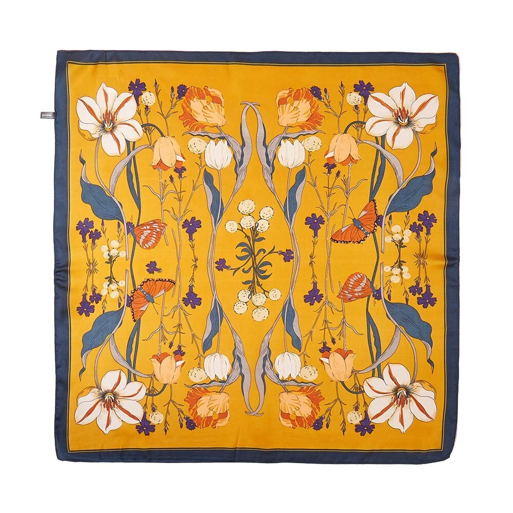 Flower Butterfly Printed Square Scarf Head Neck Hair Wrap Women Accessory