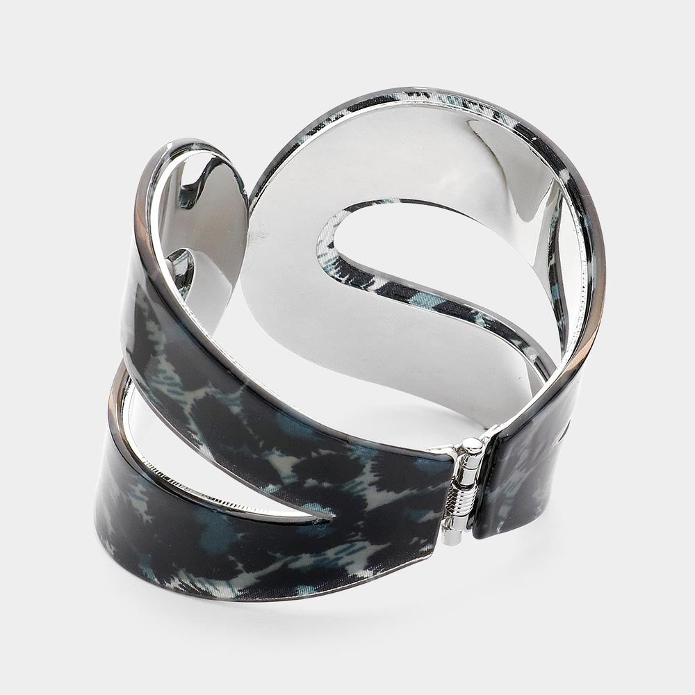 2PC Statement Bracelets | Abstract Leopard & Burgundy Glitter Bangles