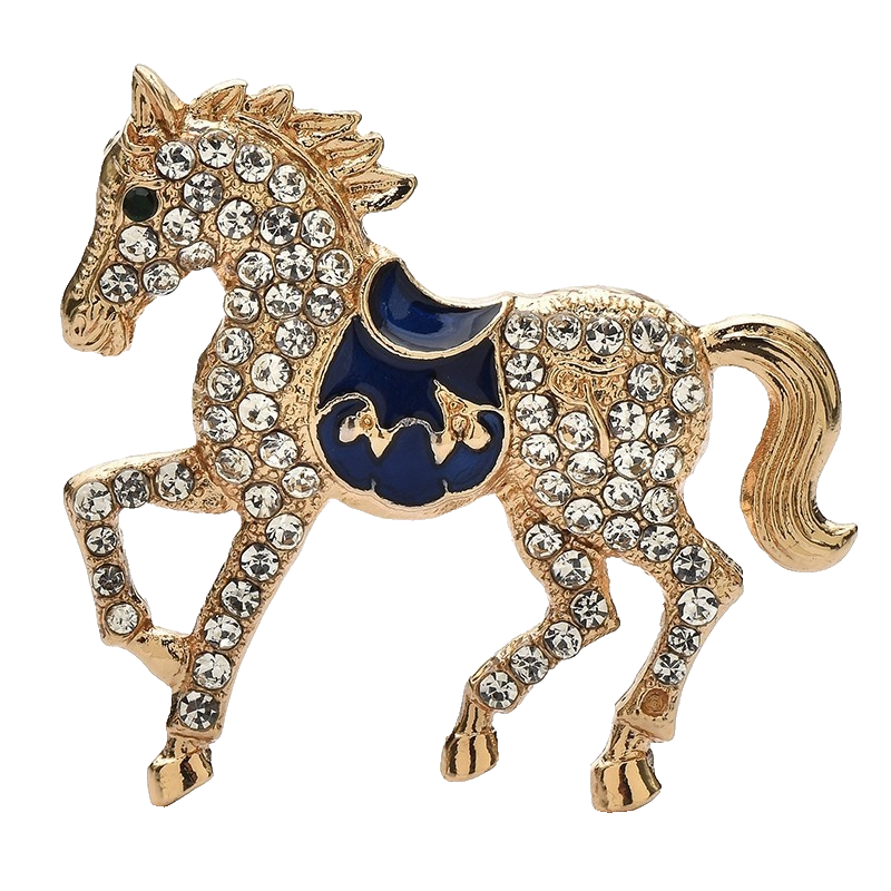 2pc Rhinestone Horse Brooch Pin Set Red & Clear Equestrian Statement Jewelry