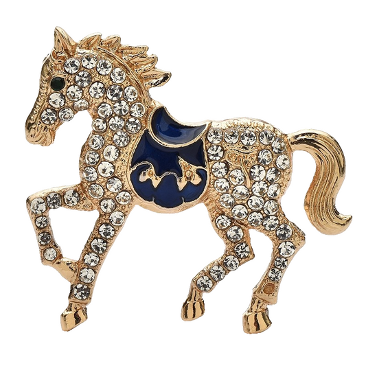 2pc Rhinestone Horse Brooch Pin Set Red & Clear Equestrian Statement Jewelry
