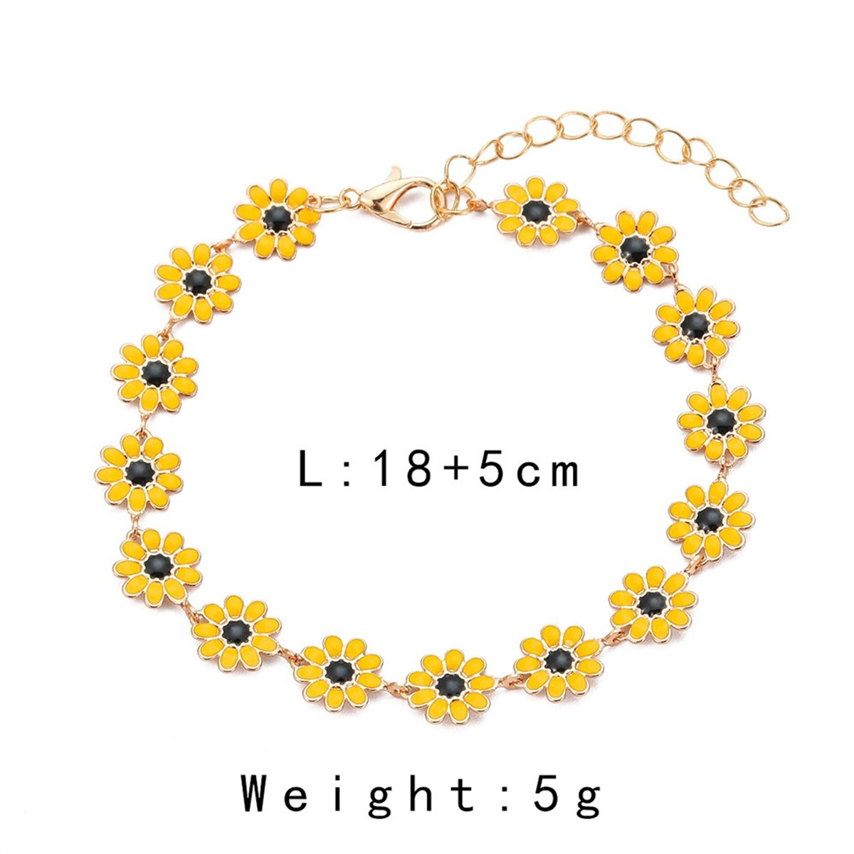 Dainty Sunflower Charm Bracelet Gold Tone Jewelry Women's Gift