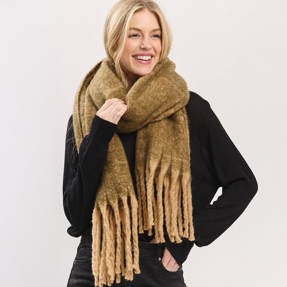 2pcs Oversized Ombre Knit Scarf Wrap Shawl Fringe Scarves for Women Gift Holiday