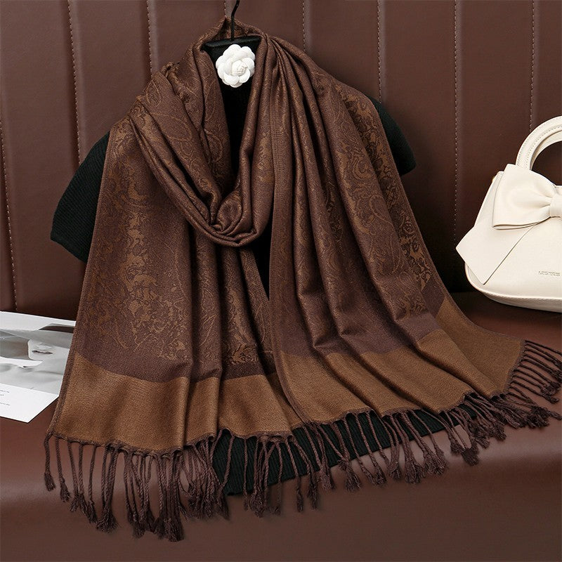 Brown Paisley Pashmina Shawl Scarf Wrap Large Fringed Warm Winter Women Gift