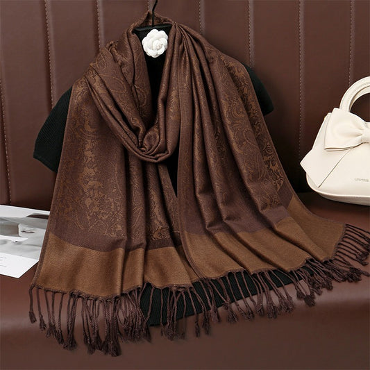 Brown Paisley Pashmina Shawl Scarf Wrap Large Fringed Warm Winter Women Gift