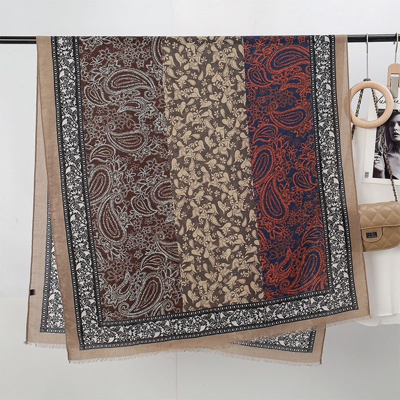 Women Boho Paisley Scarf Shawl Wrap Soft Large Floral Stole Hijab 71x35 Inch