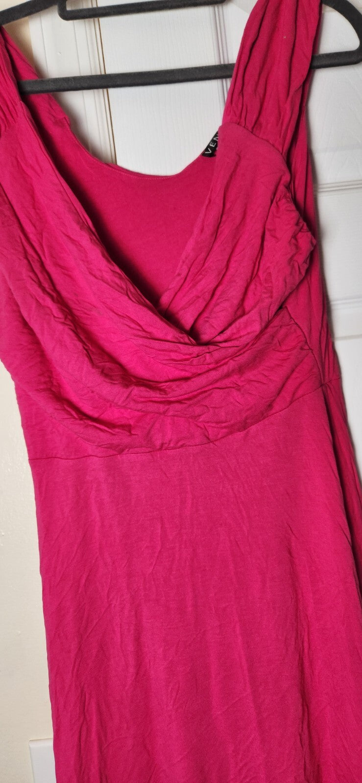 Women's Pink Midi Dress Sleeveless Hot Pink Dresses for Ladies Knee High Outfit