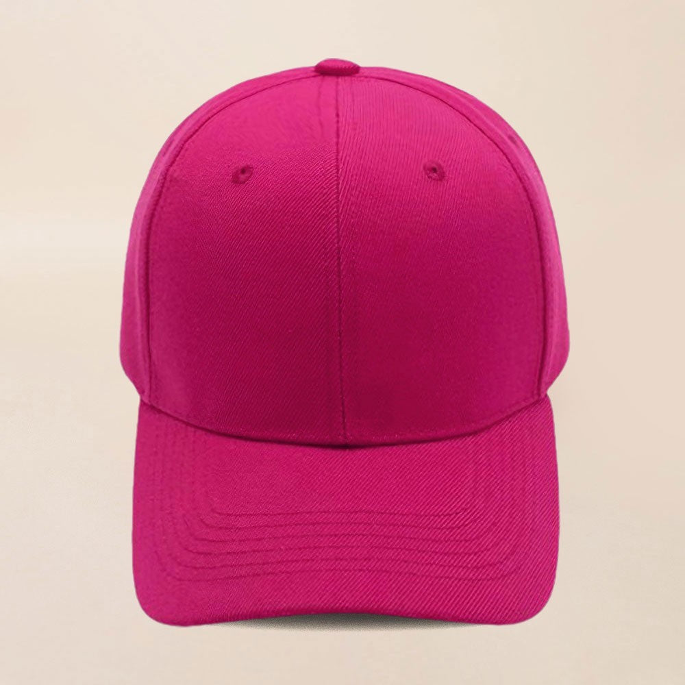 Solid Pink Baseball Cap Curved Brim Adjustable Strap Hat for Men Women