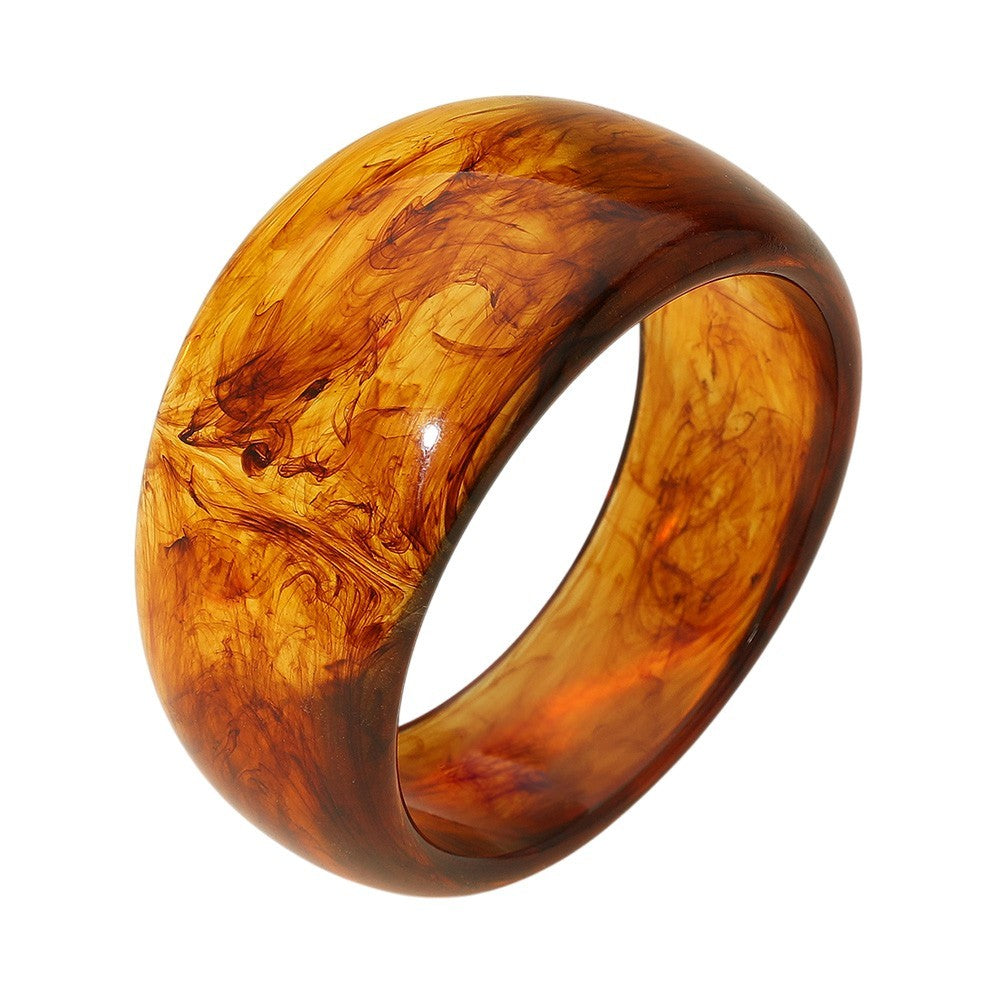 Bold Wide Celluloid Acetate Bangle Bracelet Brown Statement Jewelry for Women