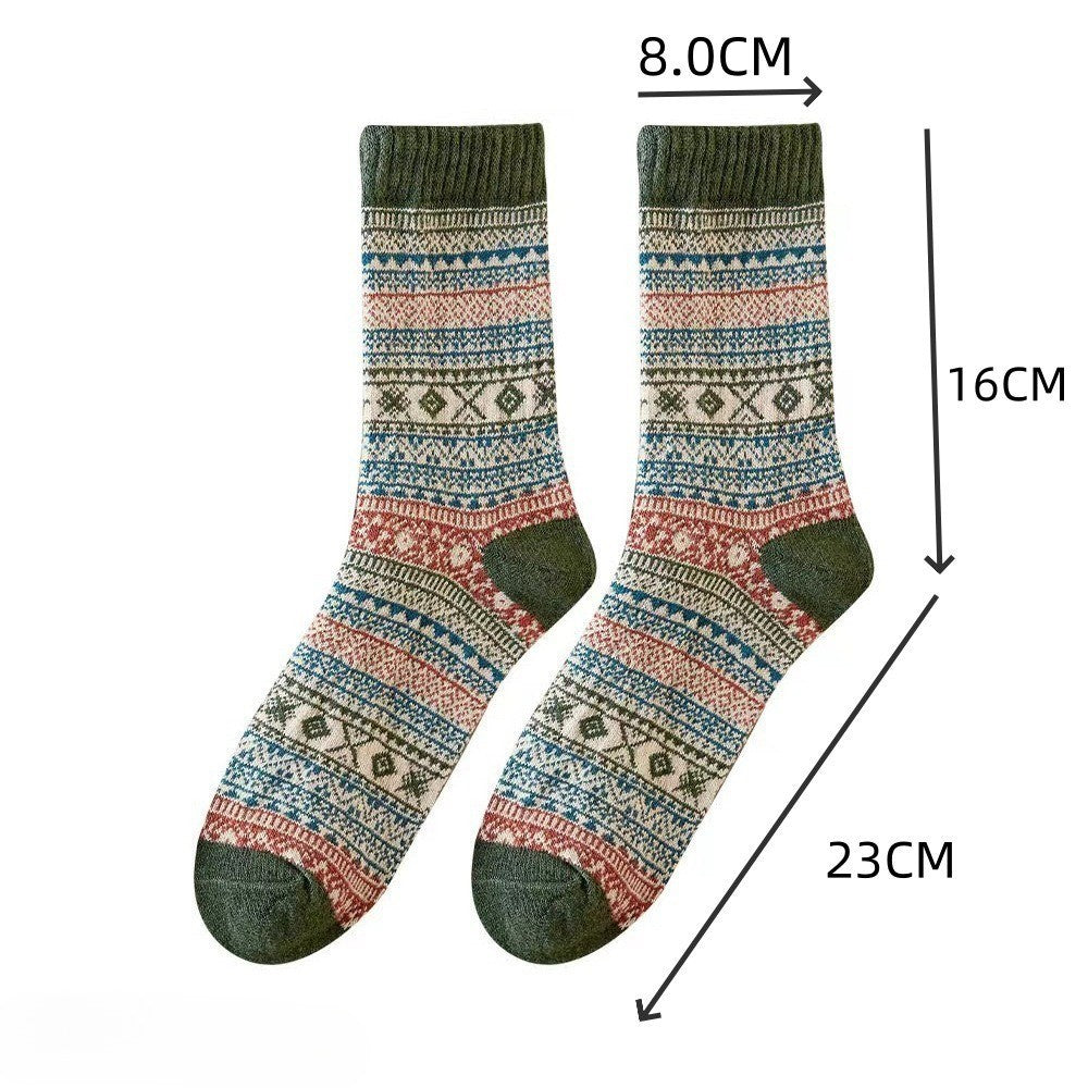 Warm Winter Thermal Knit Socks Fair Isle 5 Pairs Crew US 5-12