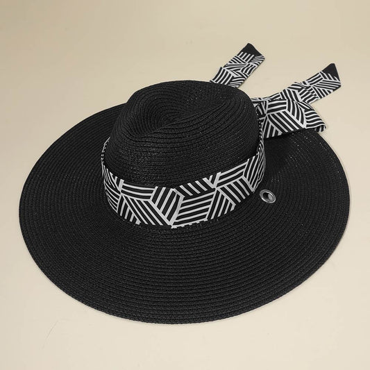 Wide Brim Black Western Cowboy Hat Minimalist Fedora Style Ranch Accessory 23"