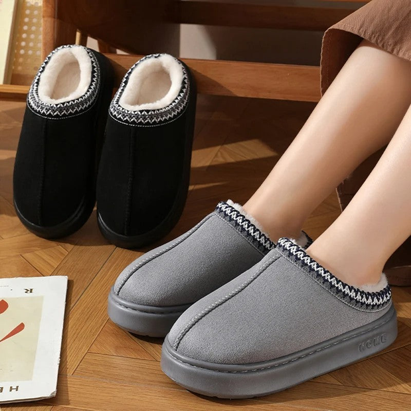 Unisex Winter Platform Slipper | Warm Faux Fur Lining Indoor Outdoor Cozy