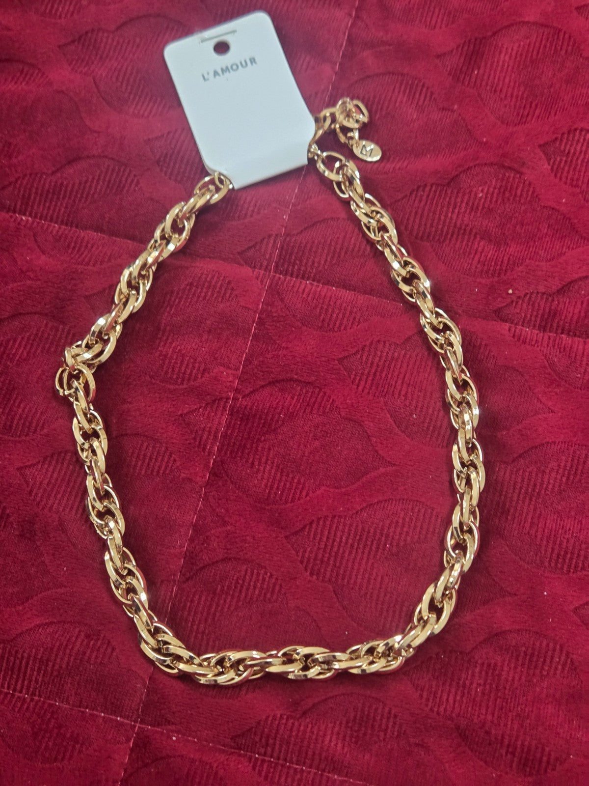 L'AMOUR Chunky Gold Tone Rope Chain Necklace Choker Collar Fashion Jewelry New