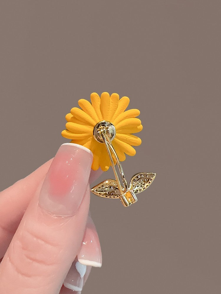 2pcs Sunflower Brooch Pin Yellow Flower Rhinestone Crystal Fashion Jewelry
