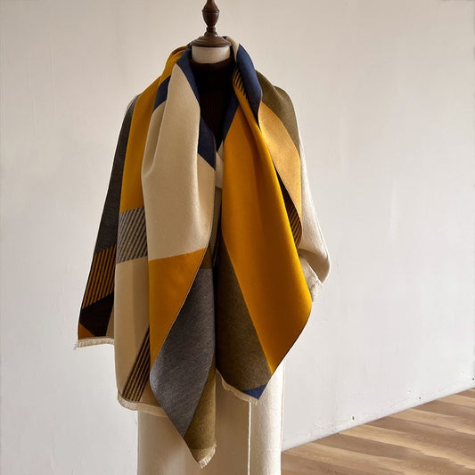 Oversized Geometric Blanket Scarf Shawl Wrap and Scarves for Women Knit Shawls