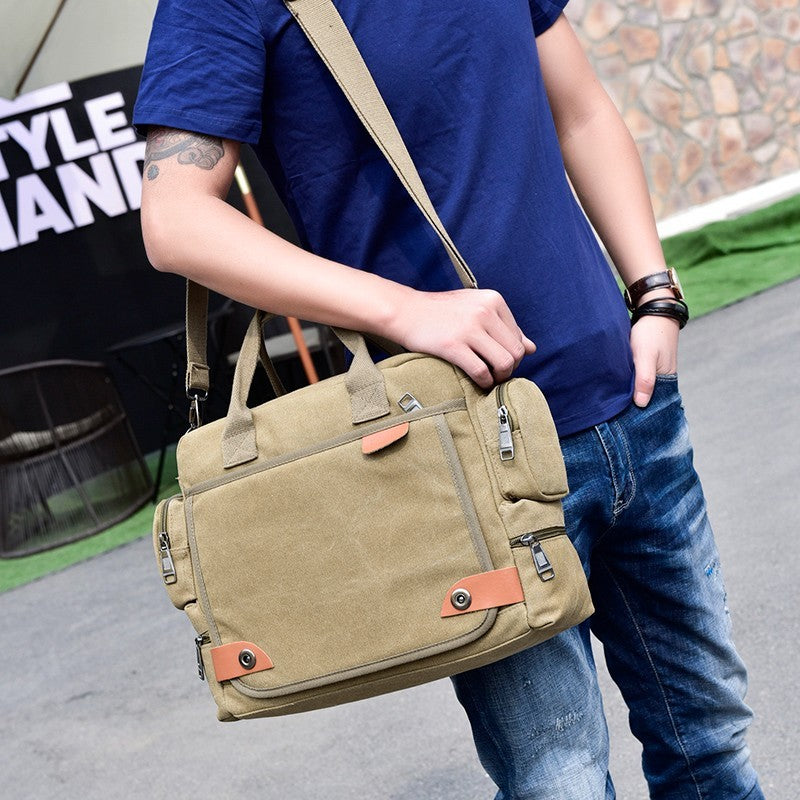 New Men's Vintage Canvas Messenger Bag Laptop Briefcase Satchel Travel Crossbody