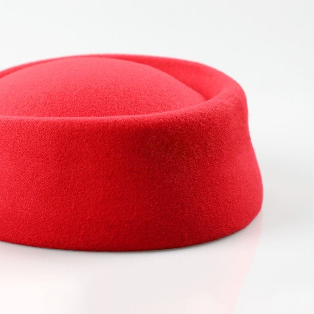 Vintage Style Black Wool Pillbox Hat - Elegant French Beret Stewardess Fascinato