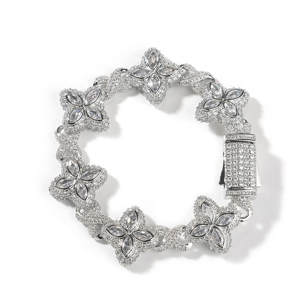 Iced Out Marquise Clover Bracelet | 5A+ Zircon Hip Hop Jewelry