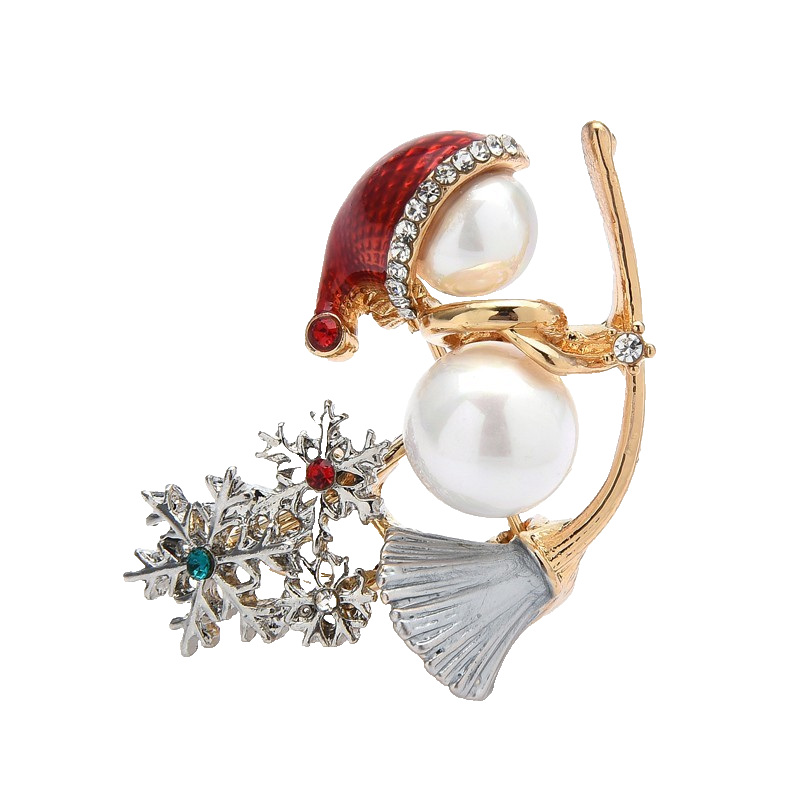 Pearl Snowman Brooch Santa Hat Snowflake Christmas Pin Jewelry Gift