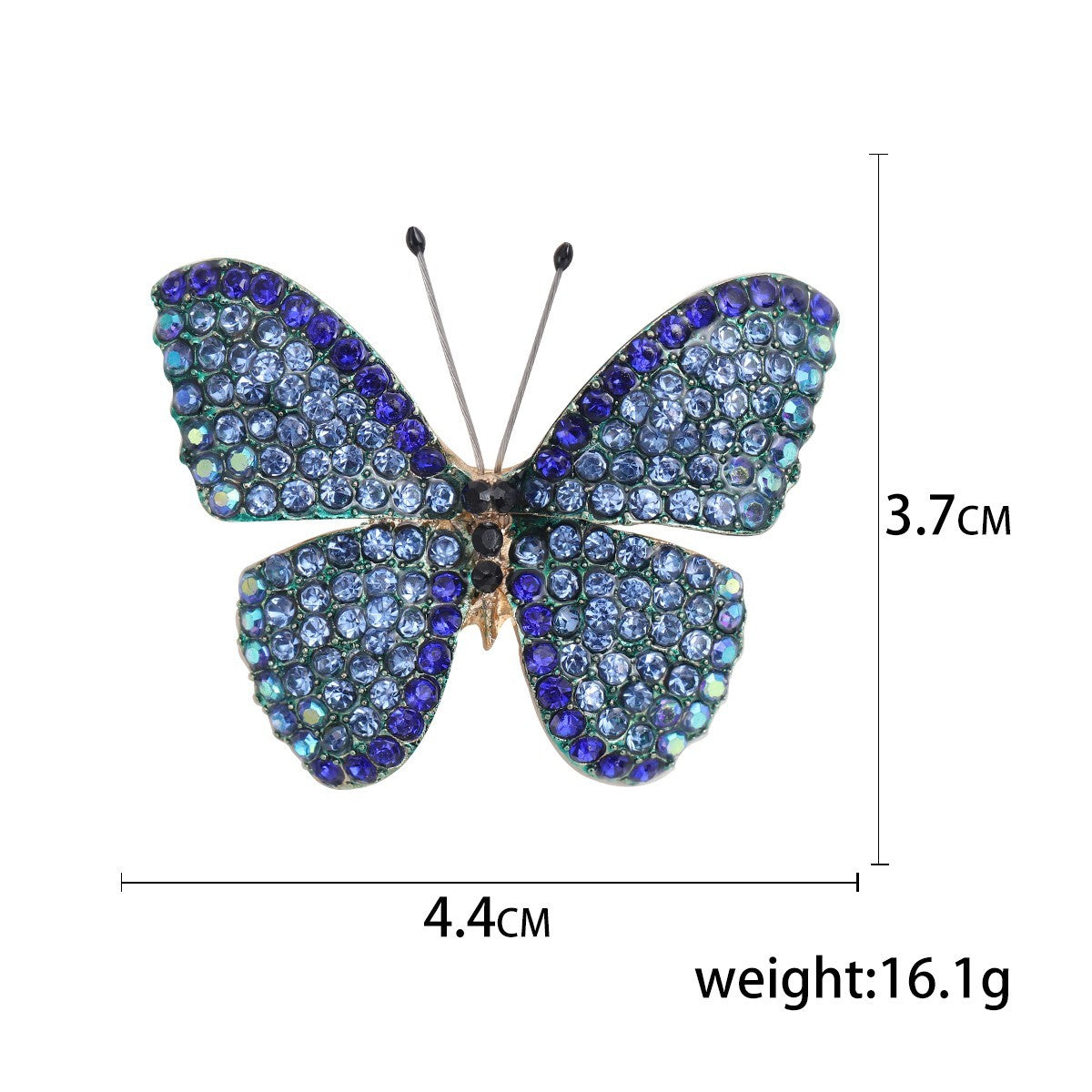 Blue Purple Crystal Rhinestone Butterfly Brooch Pin/Pendant Gold Tone 1.73 in