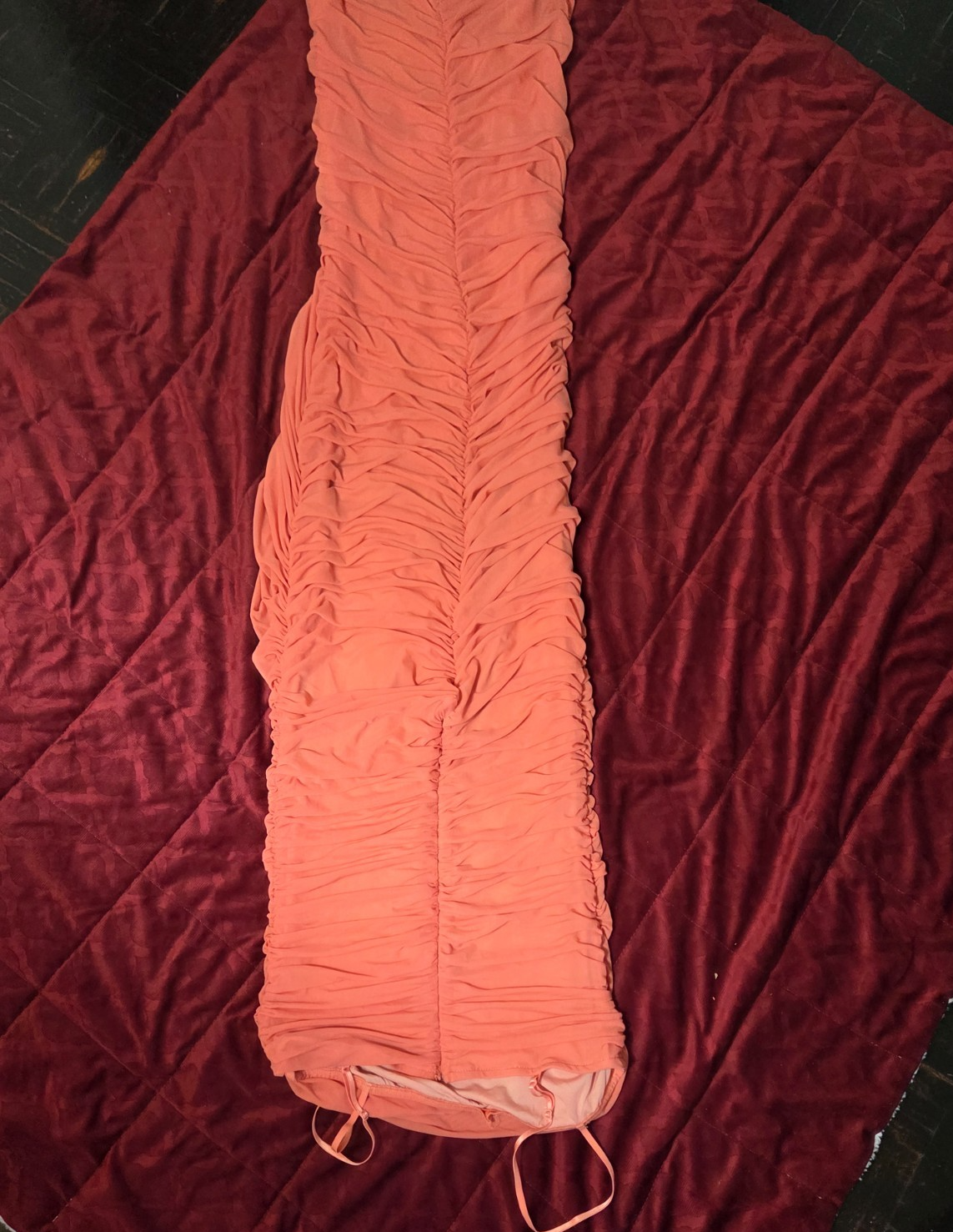 Orange Sleeveless Maxi Dress for Women Cascading Fabric Lined Gown Elegant Wear