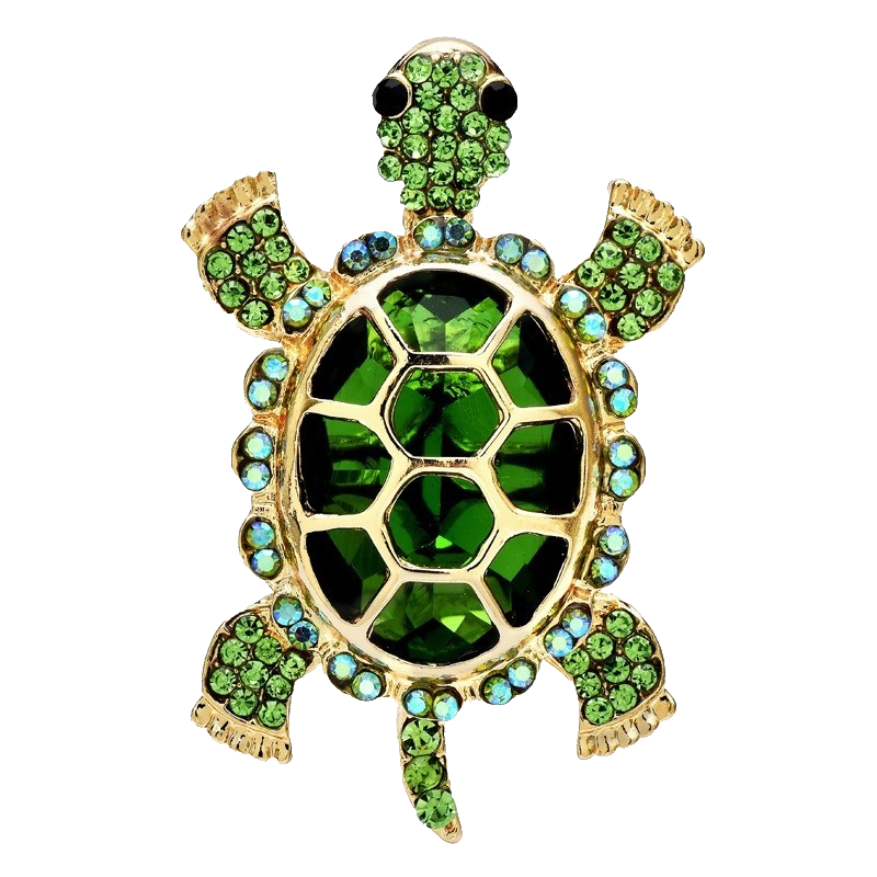 2pcs Sparkling Rhinestone Sea Turtle Brooches Pink Green Crystal Tortoise Pins