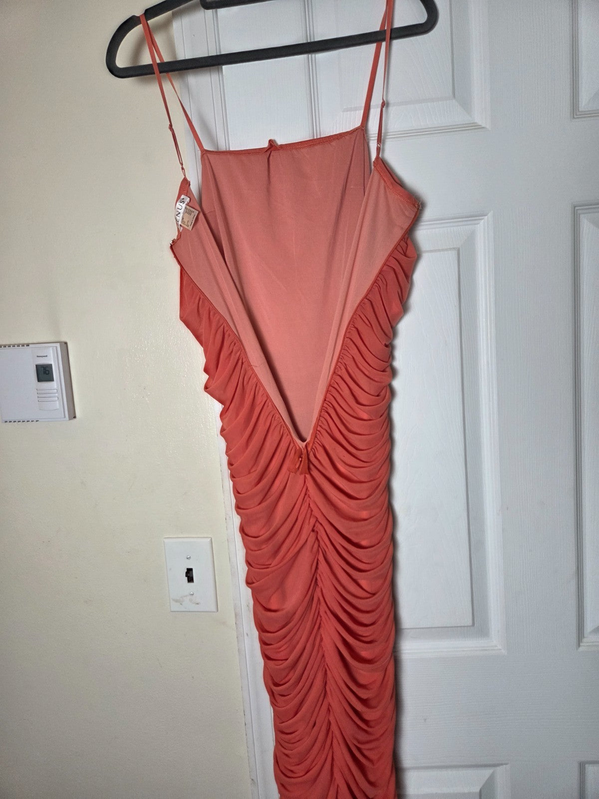 Orange Sleeveless Maxi Dress for Women Cascading Fabric Lined Gown Elegant Wear