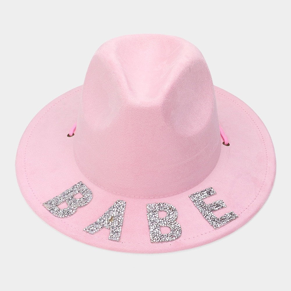 Chic Pink "BABE" Rhinestone Fedora Hat - Adjustable Stylish Western Fashion Hats