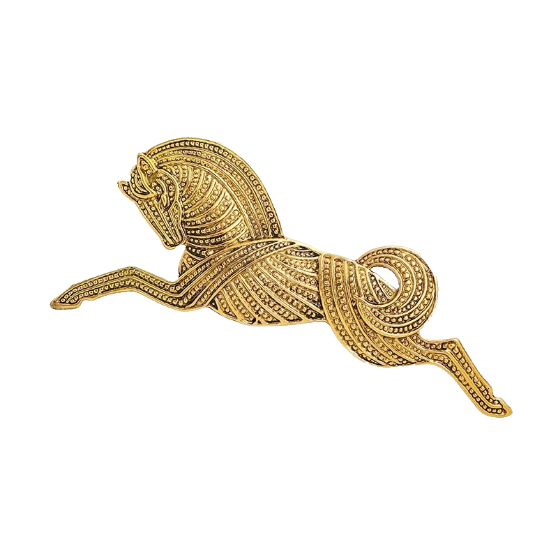 2pcs Jumping Horse Brooch Set Gold Silver Tone Rhinestone Animal Equestrian Pin