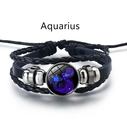 Aquarius  Zodiac Sign Bracelet Adjustable  Jewelry for Women and Men Gift