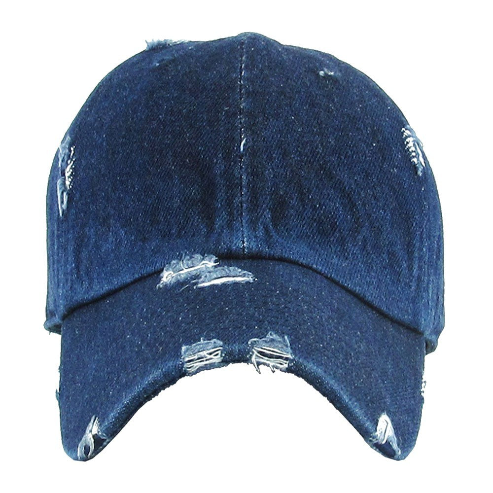 Vintage Baseball Cap Men's Dark Blue Denim 100% Cotton with Adjustable Strapback