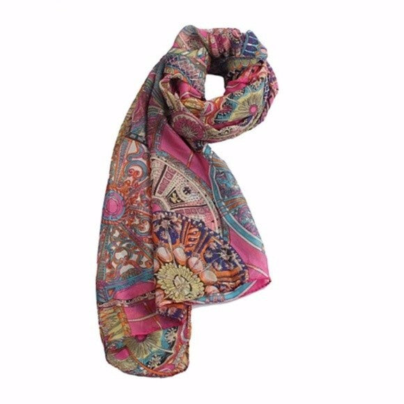 Abstract Print Summer Scarf for Women Lightweight Fashion Accessory