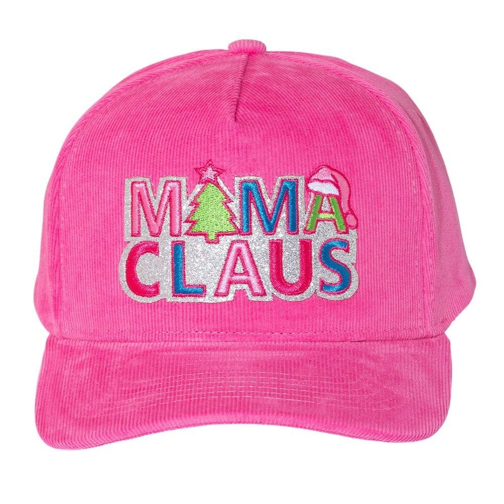2 Piece MAMA CLAUS Message Embroidered Corduroy Baseball Cap Women's OSFA Pink