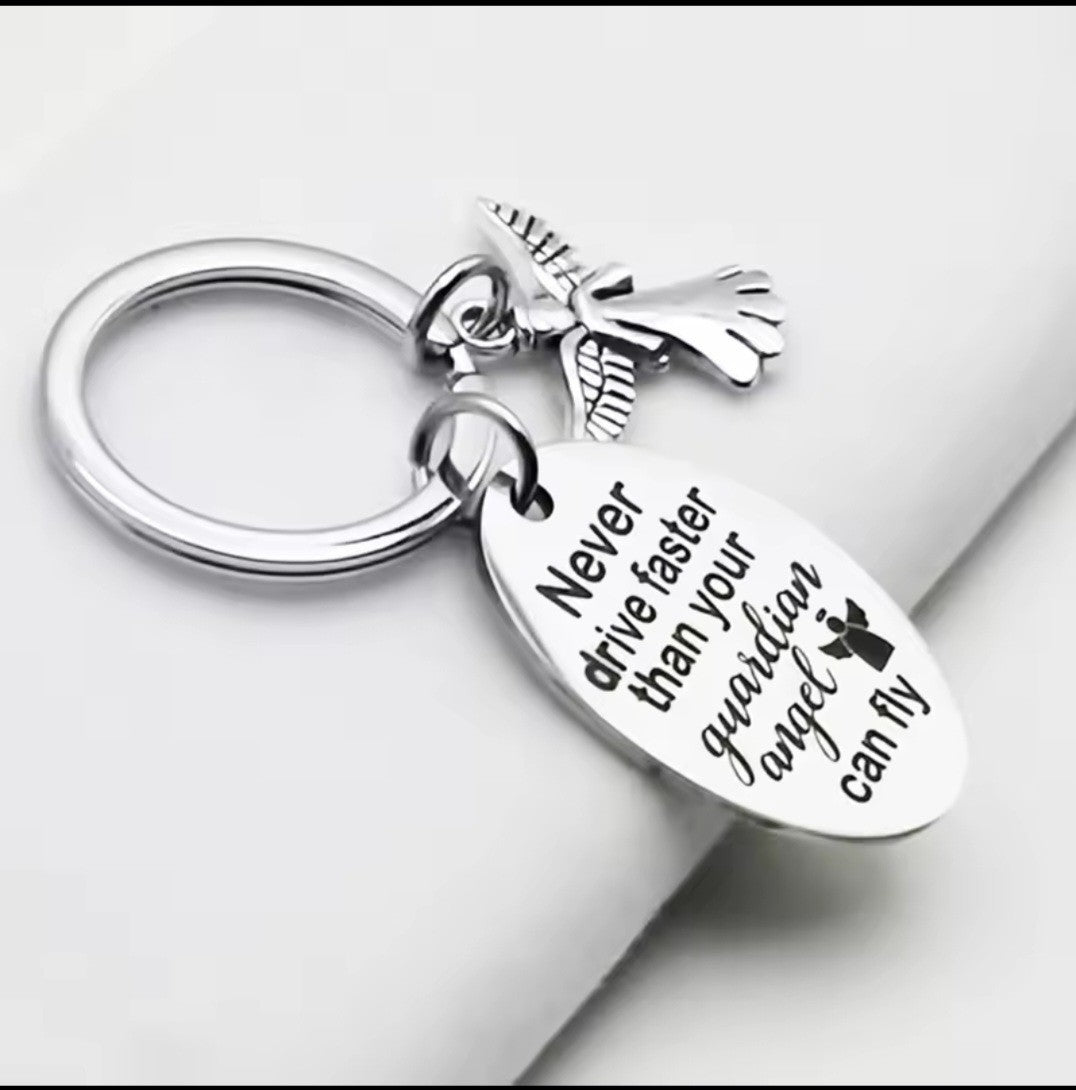 2pc Guardian Angel Keychain Drive Safe New Driver Gift Teens Sweet 16 Keyring