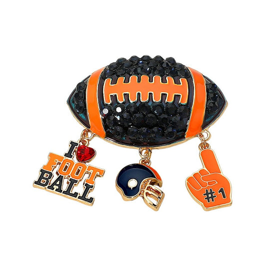 2Pcs Football Lover Stud Earrings - Orange & Black Sports Fan Gift