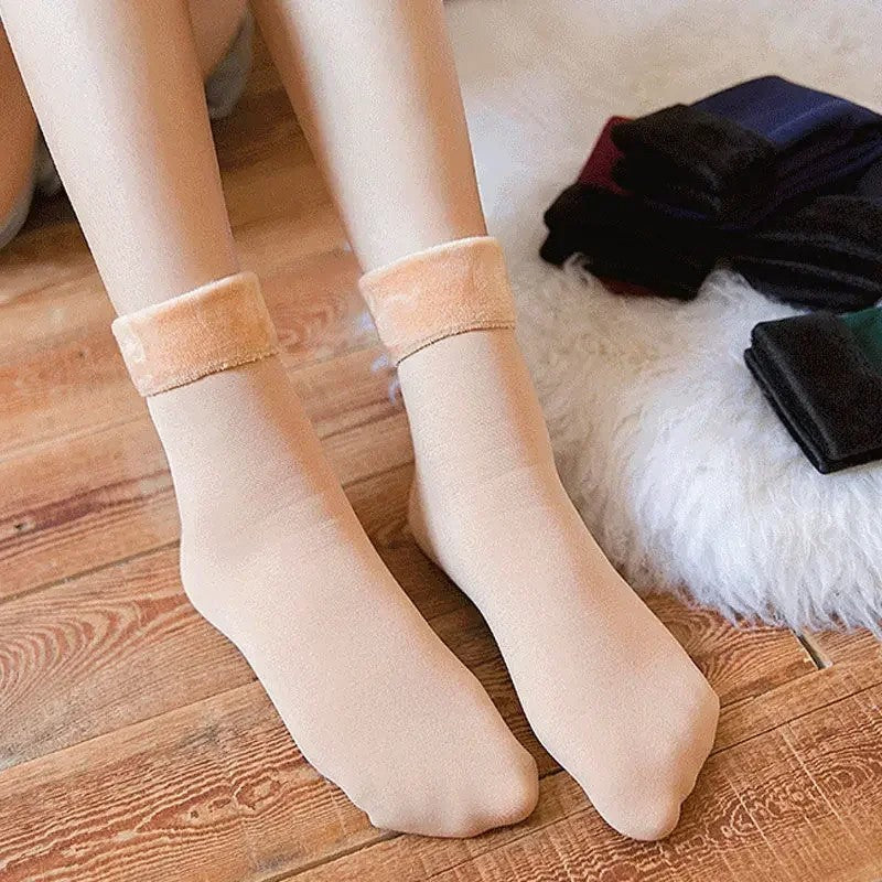 4 PAIR Fleece Lined Thermal Ankle Socks Winter Nude Black Warm Thick Socks Lot