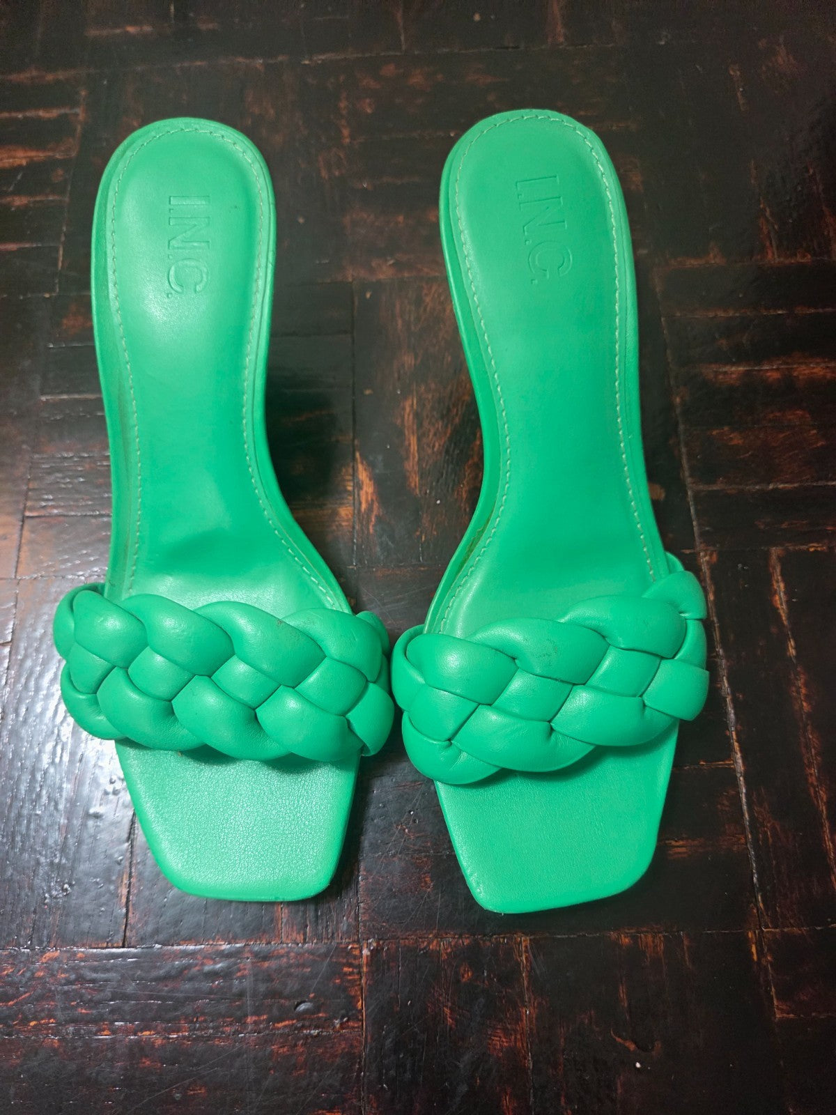 Mix No 6 Green Cushion Fabric Slip On Sandals for Women Kitten Heels White 6.5