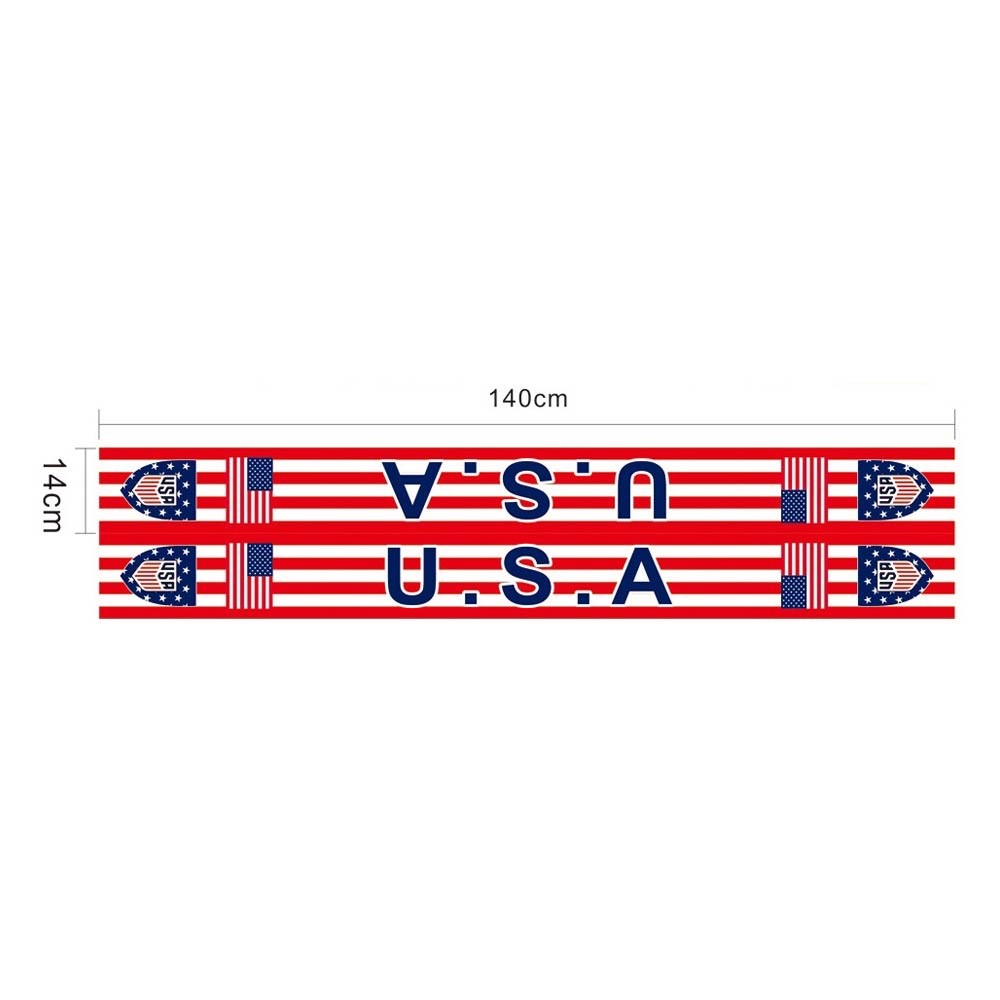 Patriotic USA Flag Soccer Fan Scarf with Tassels Red White Blue Shield Graphic