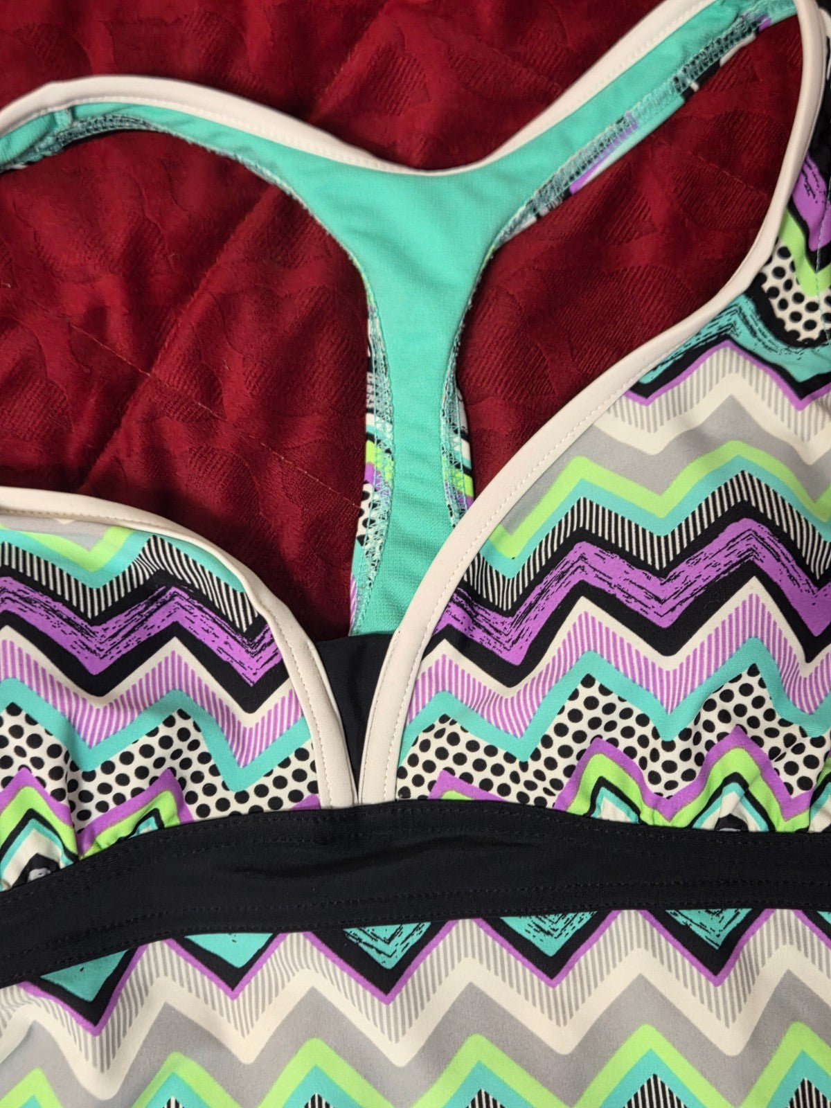 Chevron Racerback Swim Top for Women Size 10 Tankini Style Athletic Swimsuit Top