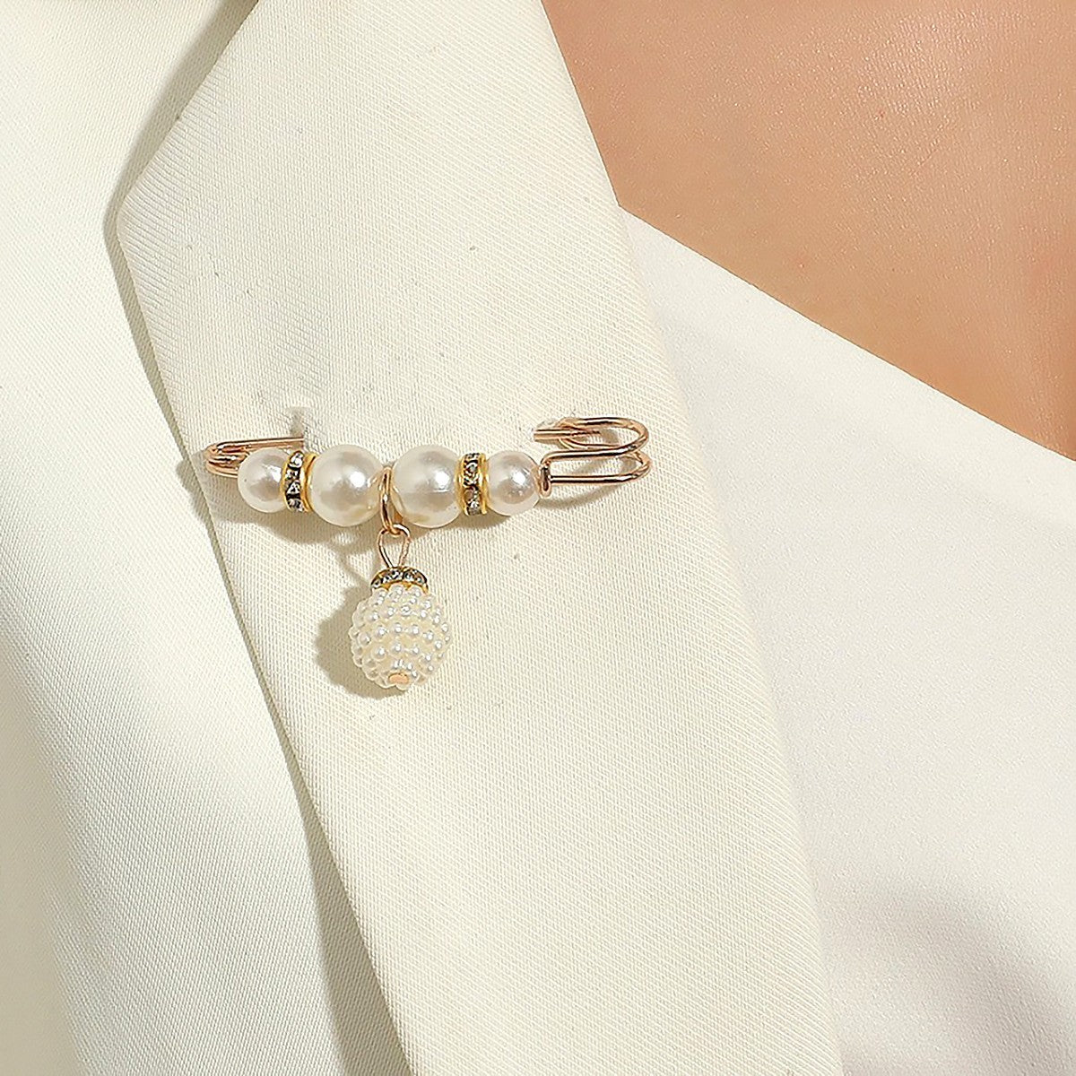12pcs Faux Pearl Brooch Pin Set Waist Extender Safety Pins for Women