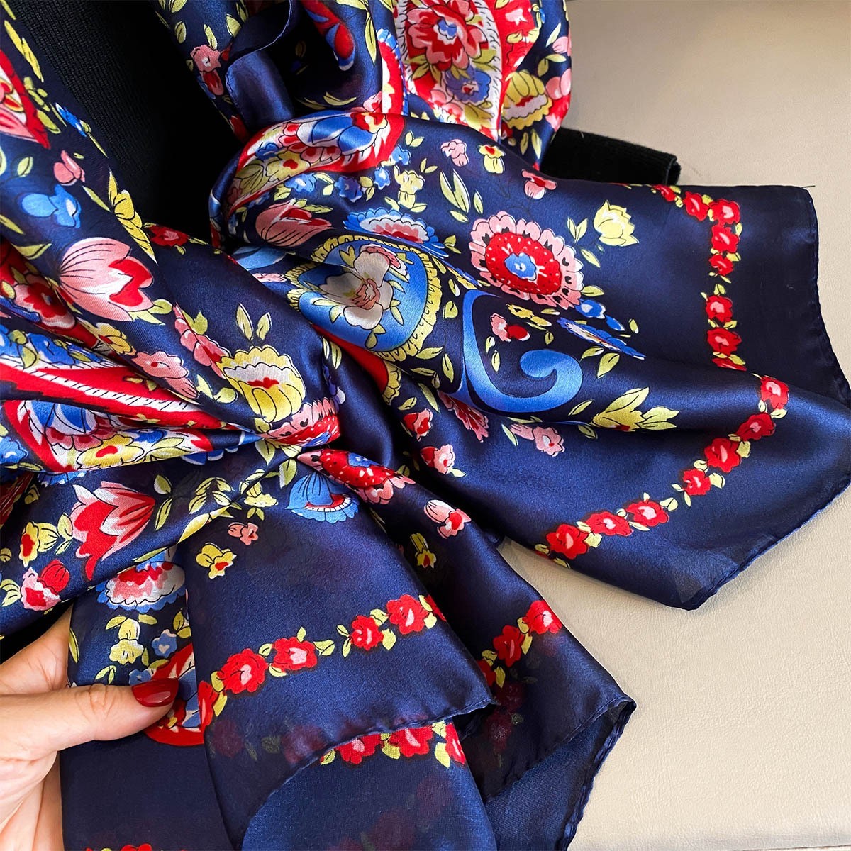 Oversized Silky Feel Paisley Floral Scarf Wrap Shawl | Long Rectangular Stole