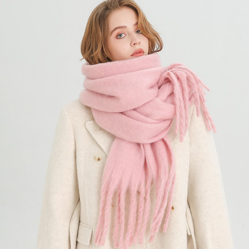 Womens Winter Cashmere Feel Pashmina Scarf  Pink  Warm Blanket Wrap Unisex