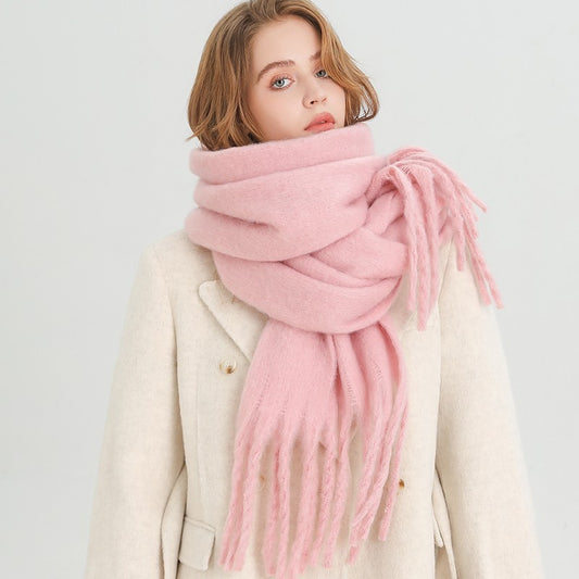 Womens Winter Cashmere Feel Pashmina Scarf  Pink  Warm Blanket Wrap Unisex